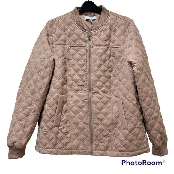 New Directions Quilted Rose Gold Bomber Coat NWT